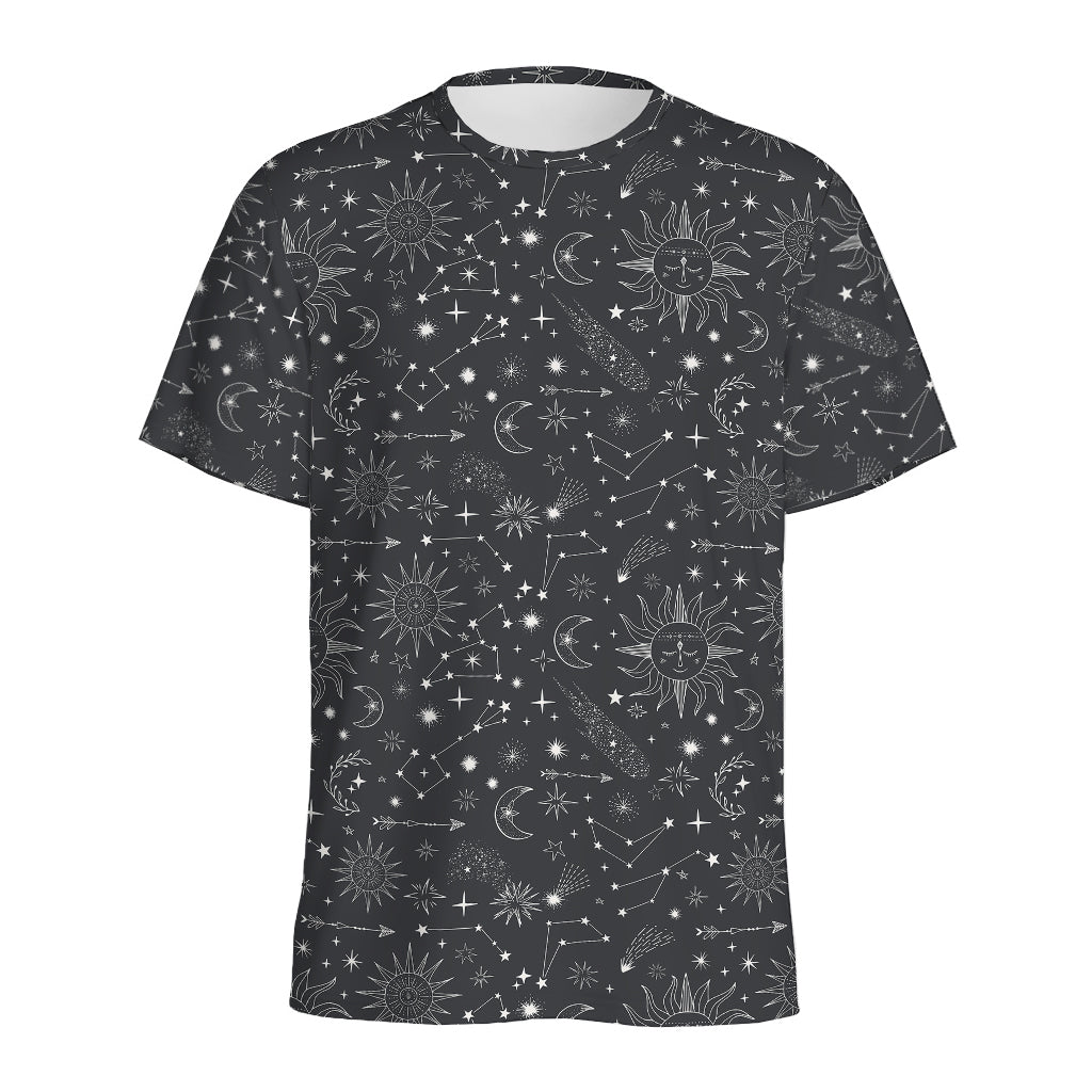 Bohemian Constellation Pattern Print Men's Sports T-Shirt
