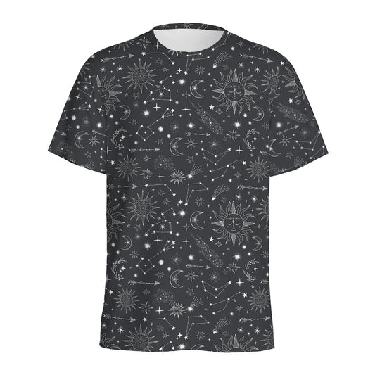 Bohemian Constellation Pattern Print Men's Sports T-Shirt