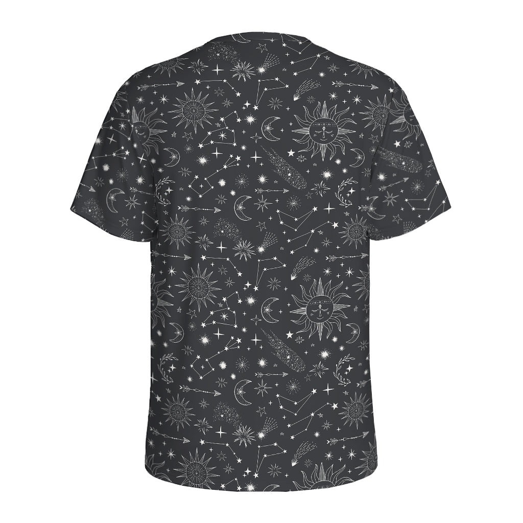 Bohemian Constellation Pattern Print Men's Sports T-Shirt