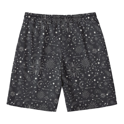 Bohemian Constellation Pattern Print Men's Swim Trunks