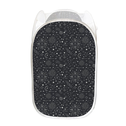 Bohemian Constellation Pattern Print Mesh Laundry Hamper