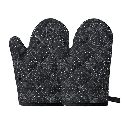Bohemian Constellation Pattern Print Oven Mitts