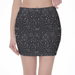 Bohemian Constellation Pattern Print Pencil Mini Skirt