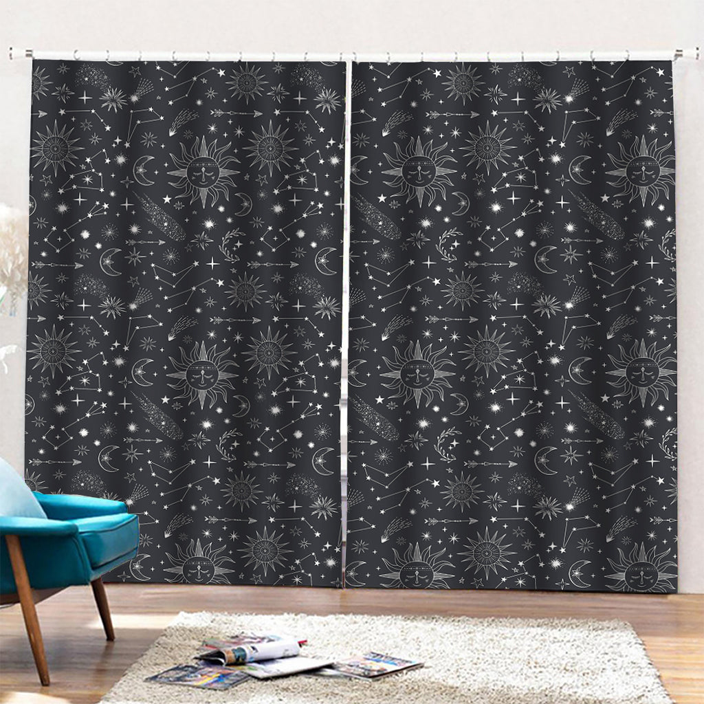 Bohemian Constellation Pattern Print Pencil Pleat Curtains