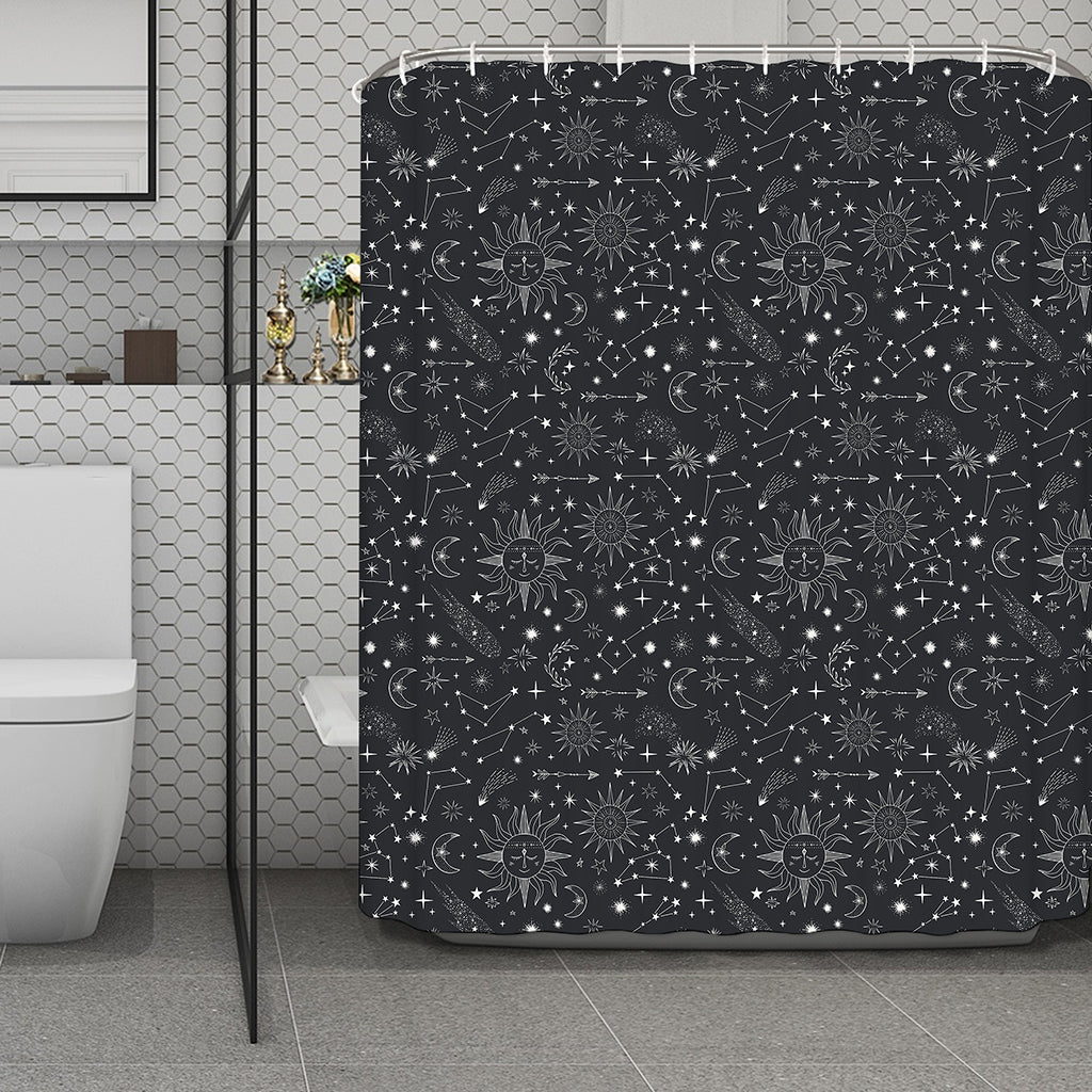 Bohemian Constellation Pattern Print Polyester Shower Curtain