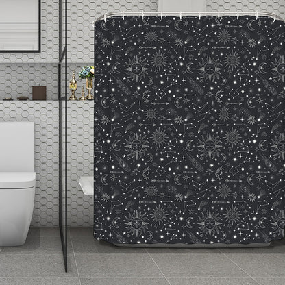 Bohemian Constellation Pattern Print Polyester Shower Curtain
