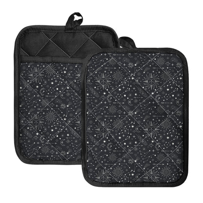 Bohemian Constellation Pattern Print Pot Holders With Pocket