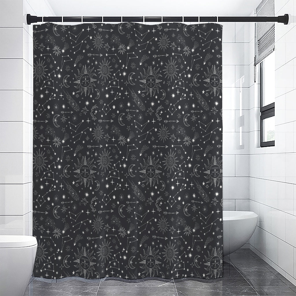 Bohemian Constellation Pattern Print Premium Shower Curtain