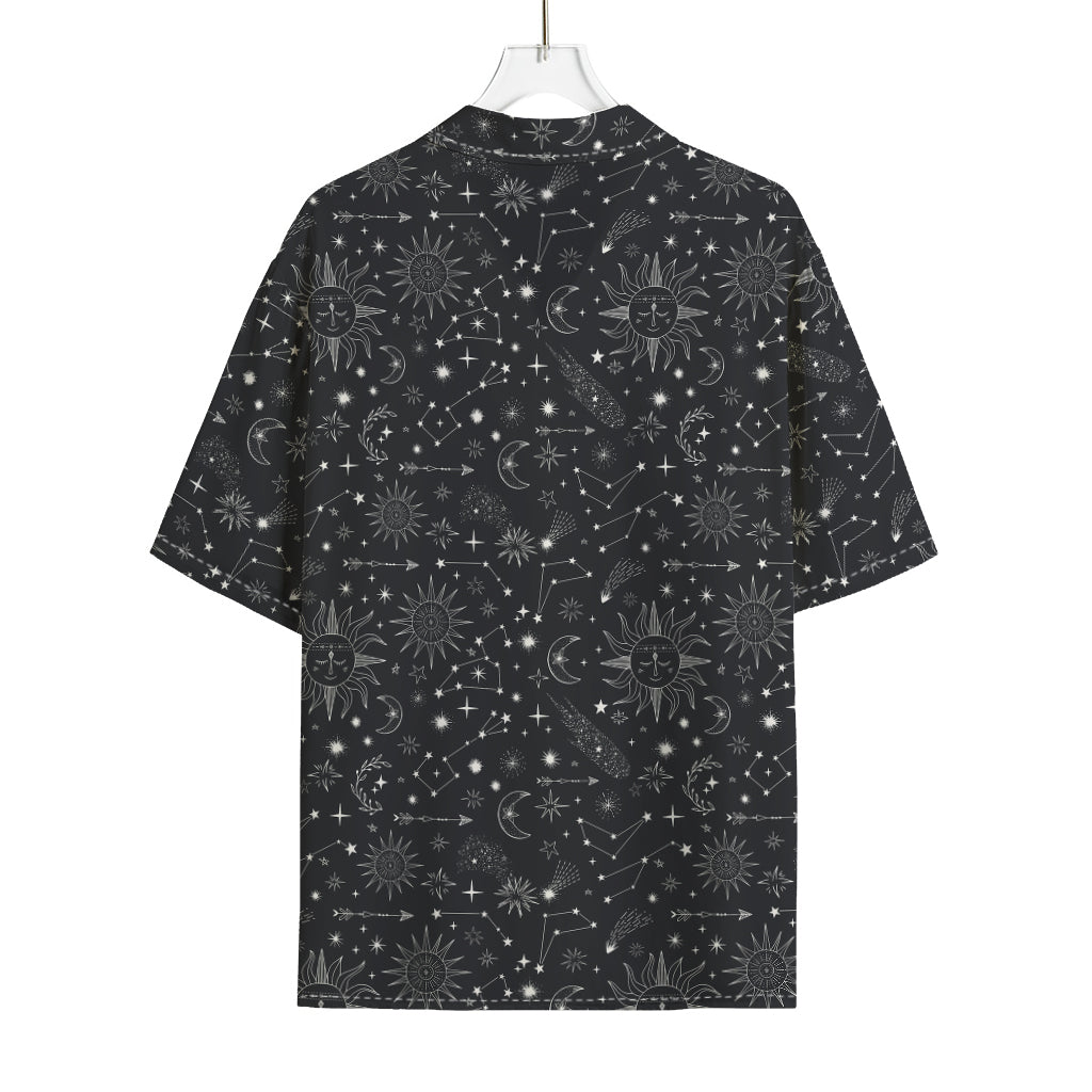 Bohemian Constellation Pattern Print Rayon Hawaiian Shirt