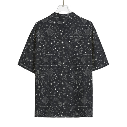 Bohemian Constellation Pattern Print Rayon Hawaiian Shirt