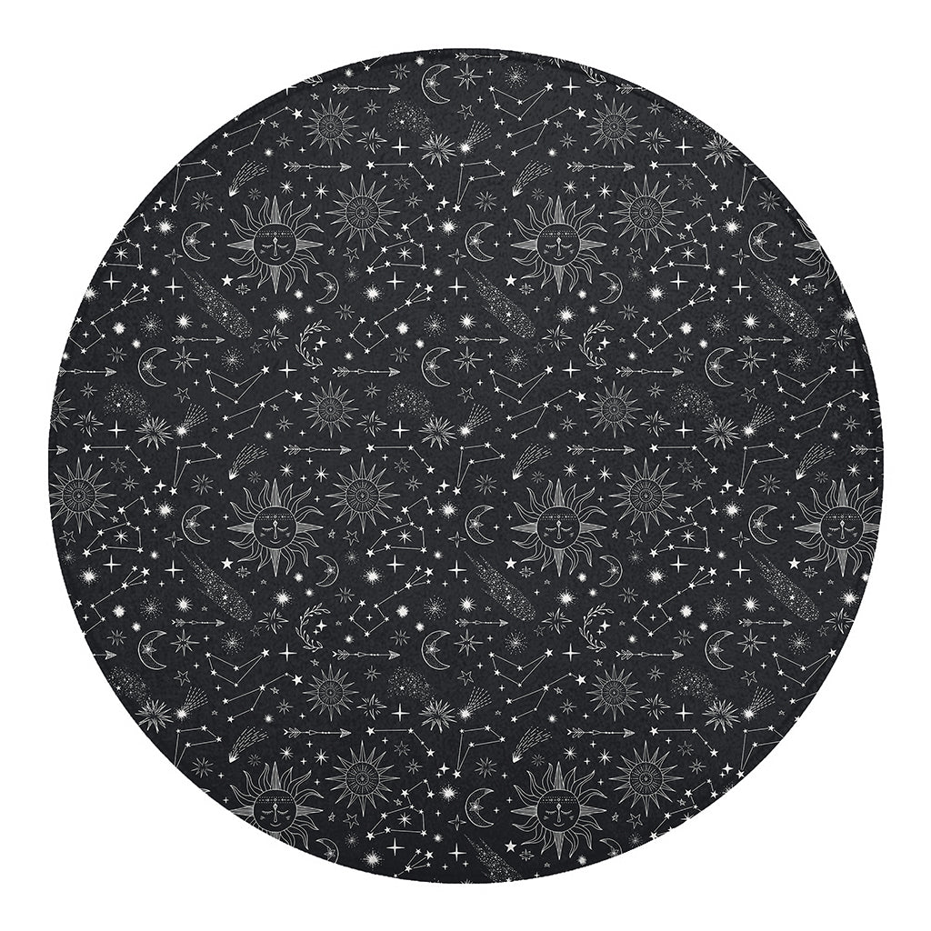 Bohemian Constellation Pattern Print Round Blanket