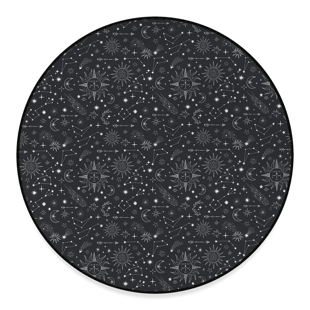 Bohemian Constellation Pattern Print Round Floor Mat