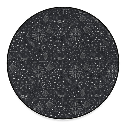 Bohemian Constellation Pattern Print Round Floor Mat