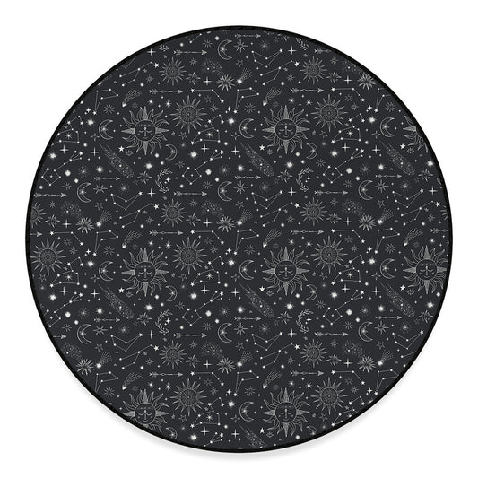 Bohemian Constellation Pattern Print Round Floor Mat
