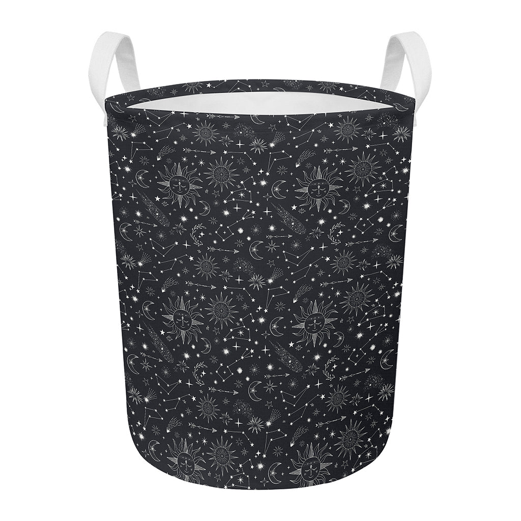 Bohemian Constellation Pattern Print Round Laundry Basket