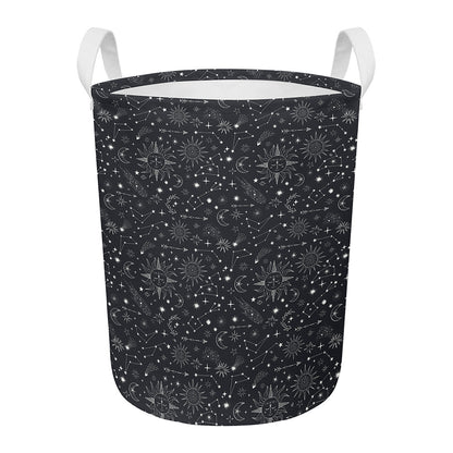 Bohemian Constellation Pattern Print Round Laundry Basket