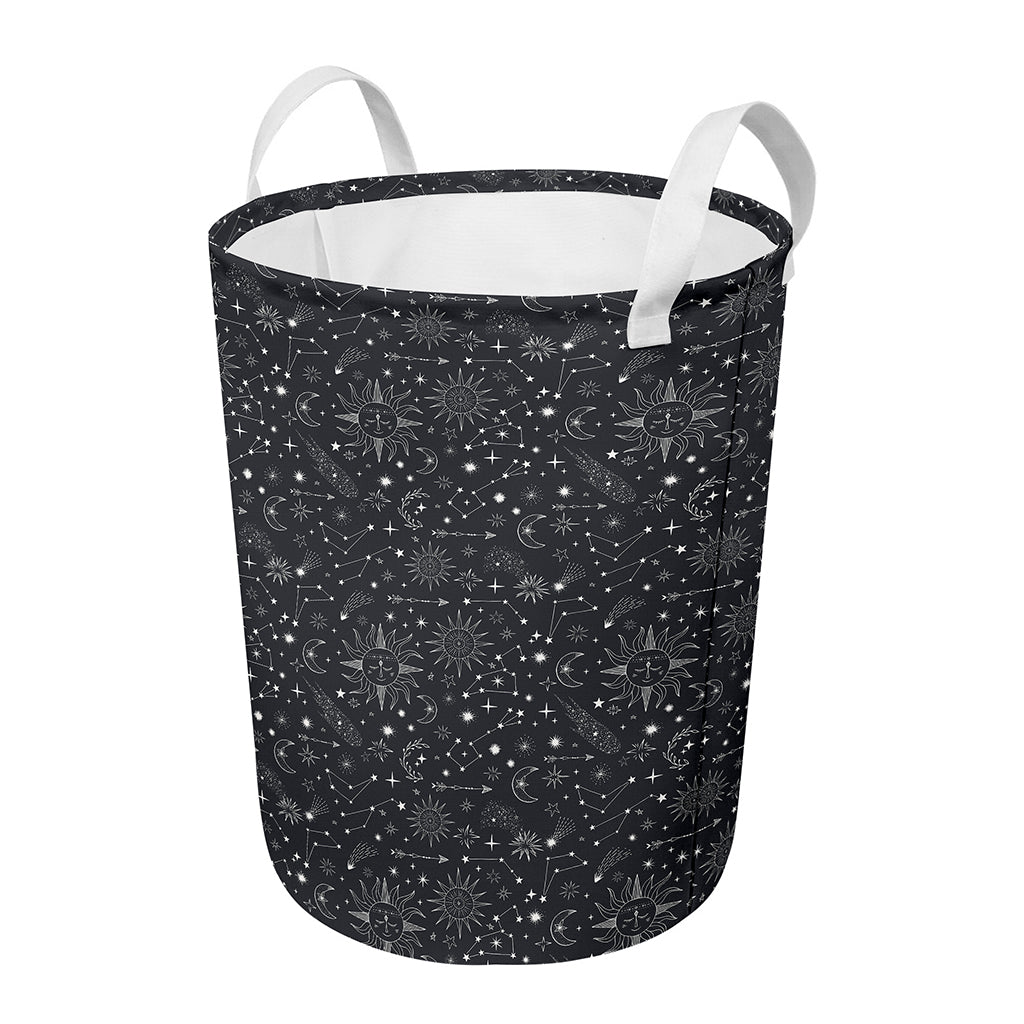Bohemian Constellation Pattern Print Round Laundry Basket