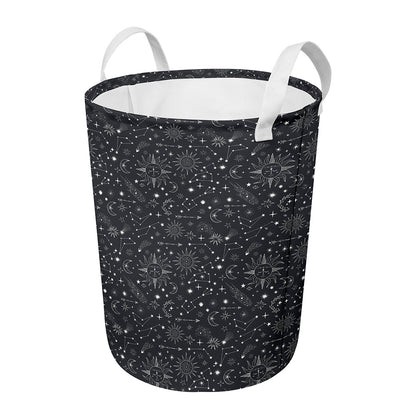 Bohemian Constellation Pattern Print Round Laundry Basket