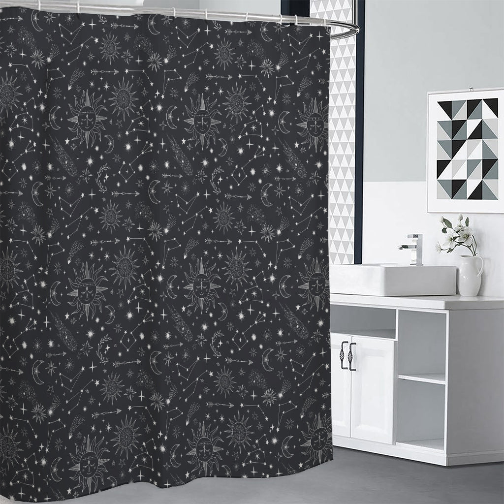 Bohemian Constellation Pattern Print Shower Curtain