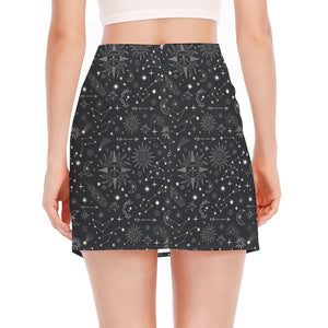 Bohemian Constellation Pattern Print Side Slit Mini Skirt