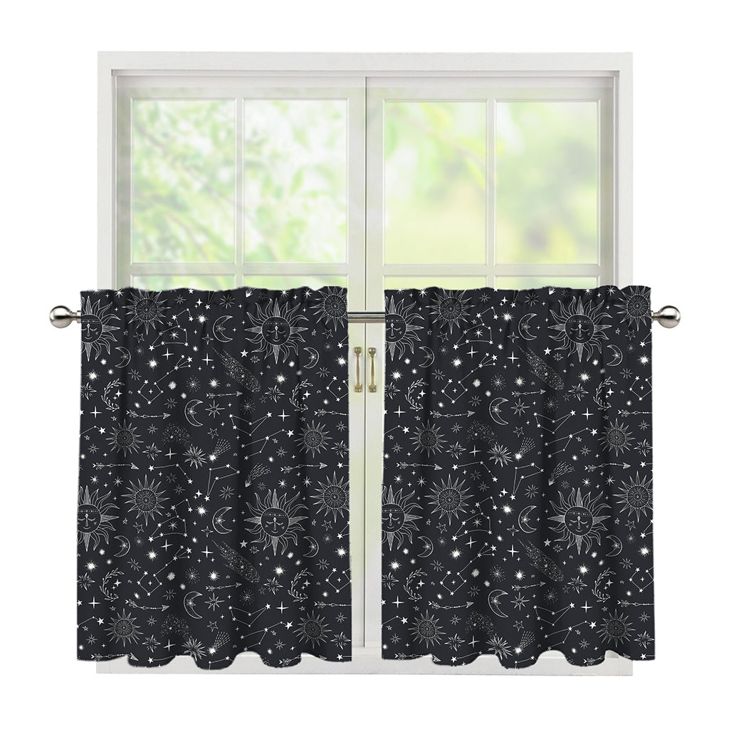 Bohemian Constellation Pattern Print Tier Curtains