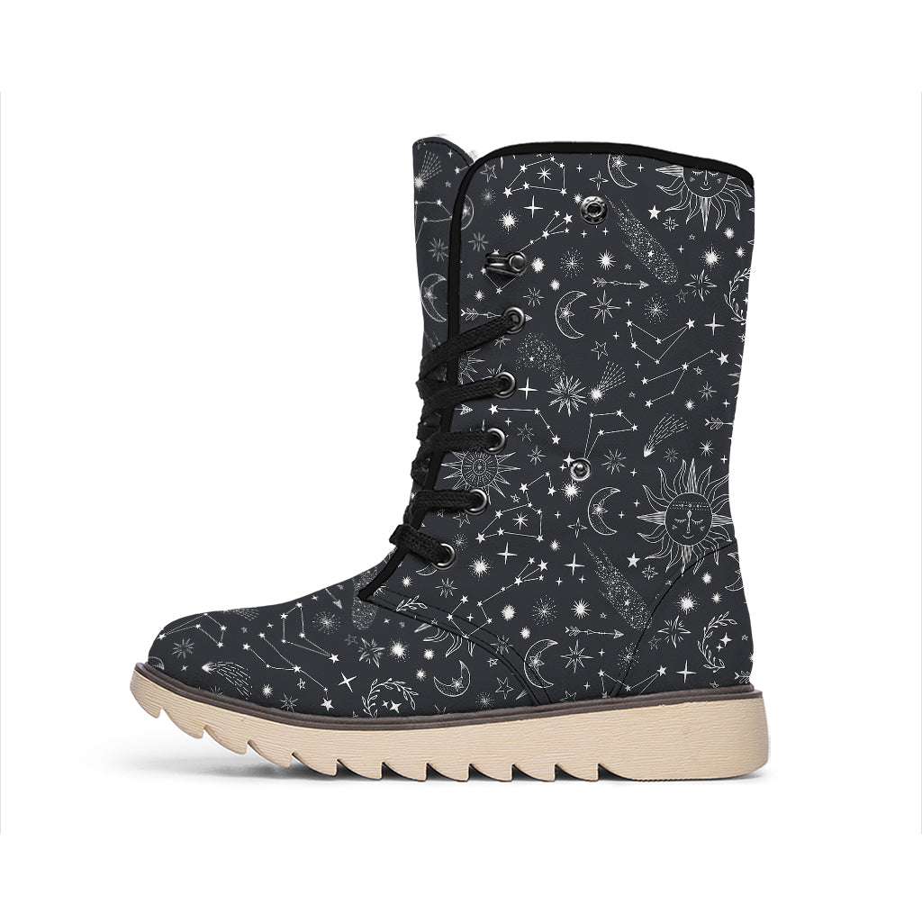 Bohemian Constellation Pattern Print Winter Boots