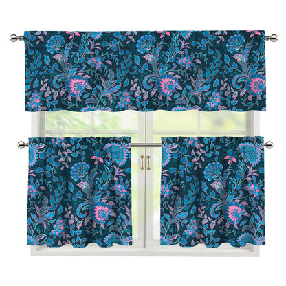 Bohemian Denim Jeans Pattern Print 3 Piece Kitchen Curtains