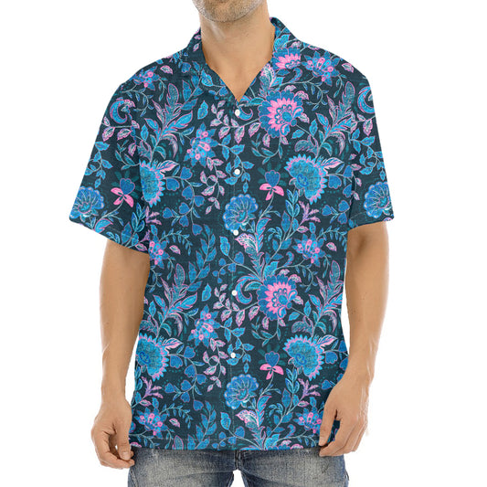 Bohemian Denim Jeans Pattern Print Aloha Shirt