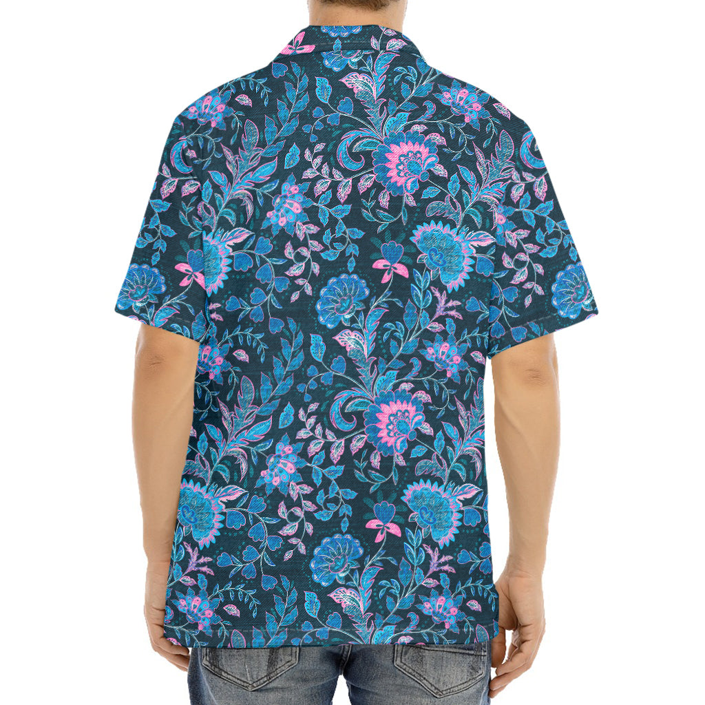 Bohemian Denim Jeans Pattern Print Aloha Shirt