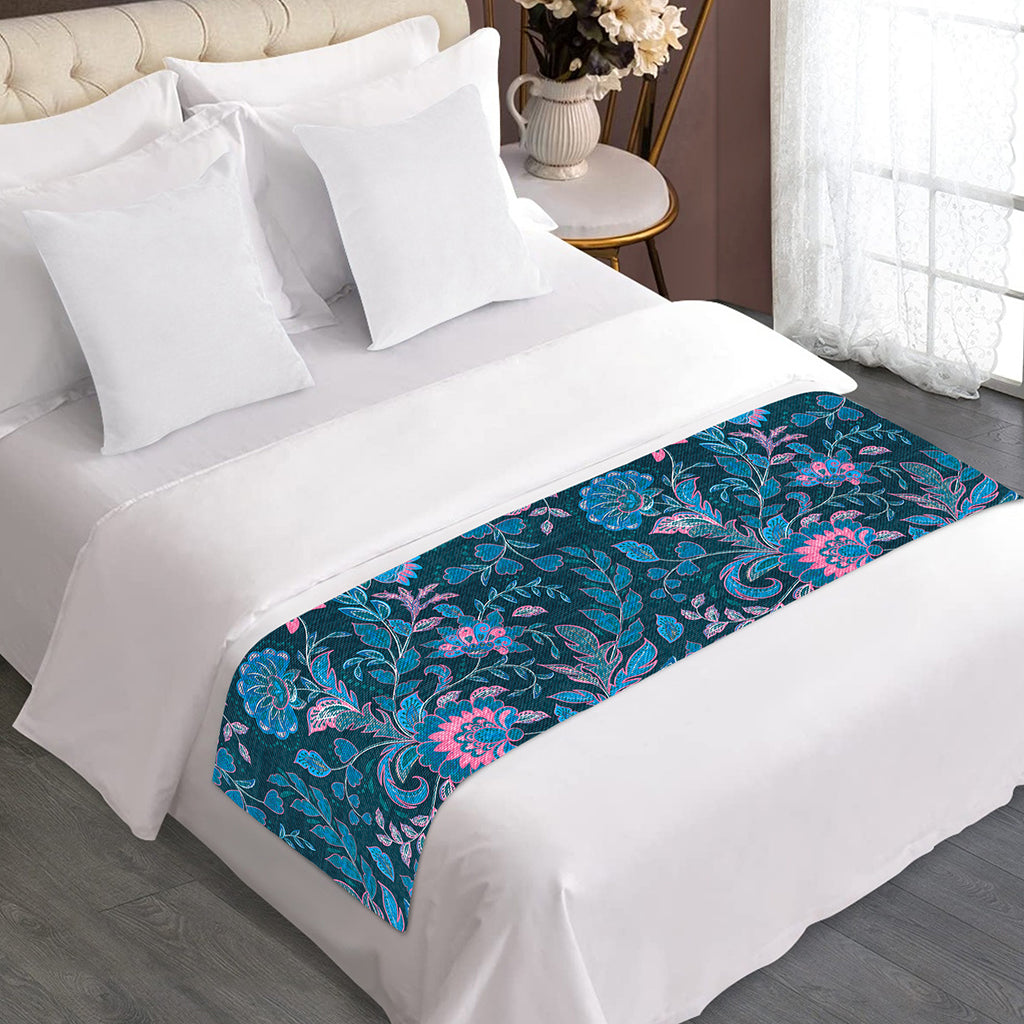 Bohemian Denim Jeans Pattern Print Bed Runner