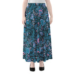 Bohemian Denim Jeans Pattern Print Chiffon Maxi Skirt