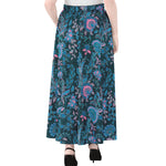 Bohemian Denim Jeans Pattern Print Chiffon Maxi Skirt