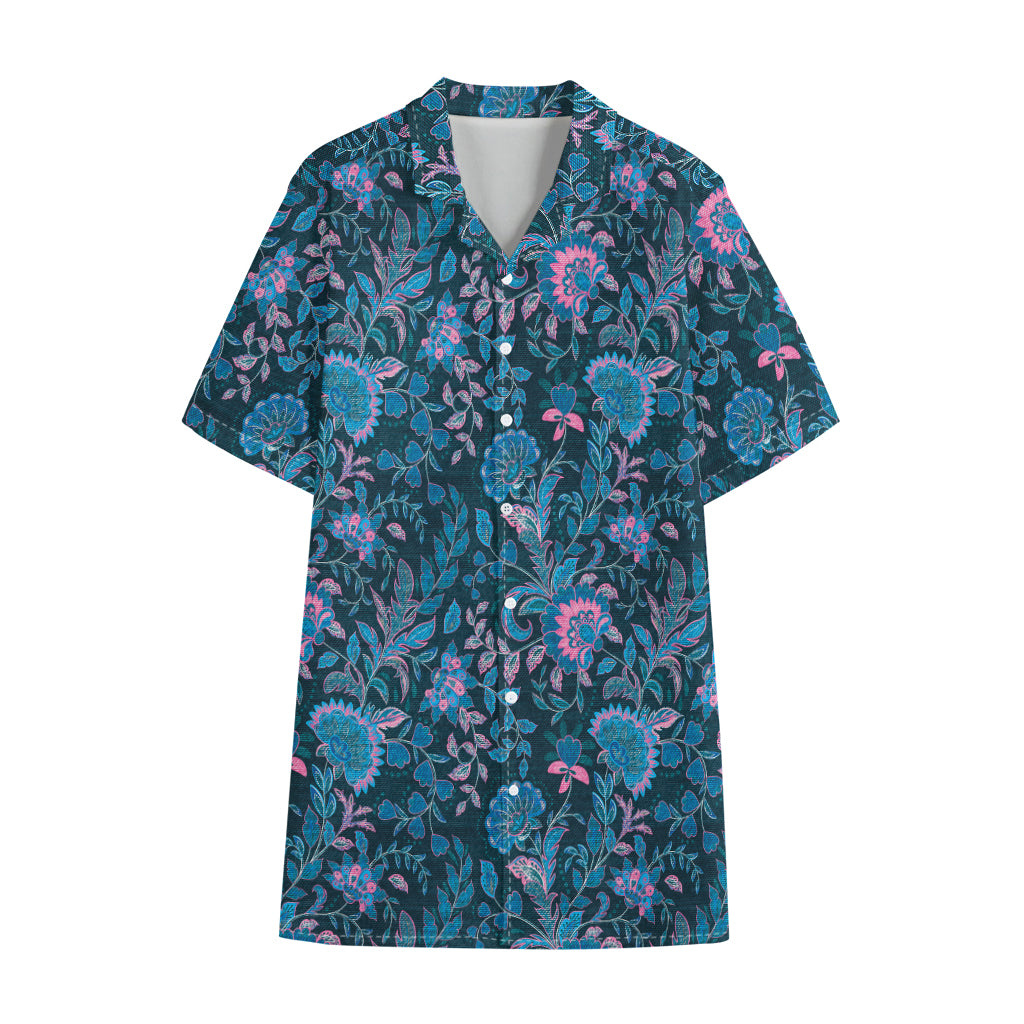 Bohemian Denim Jeans Pattern Print Cotton Hawaiian Shirt
