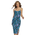 Bohemian Denim Jeans Pattern Print Cross Back Cami Dress