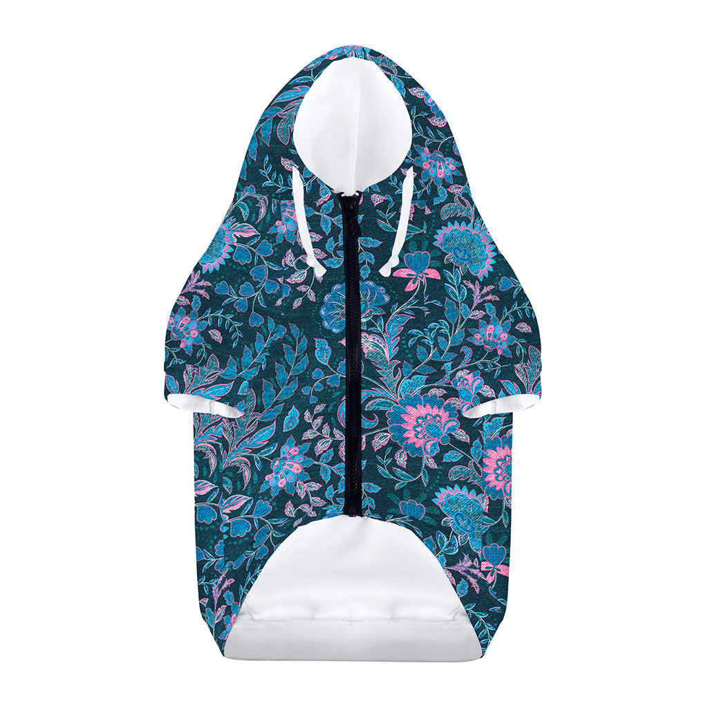 Bohemian Denim Jeans Pattern Print Dog Zip Up Hoodie