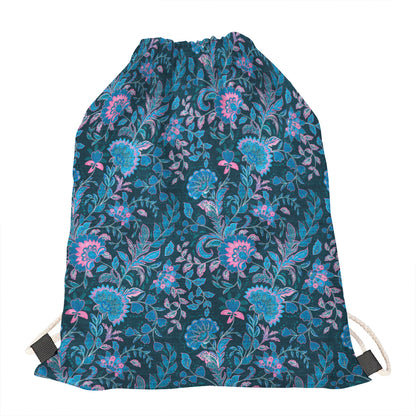 Bohemian Denim Jeans Pattern Print Drawstring Bag