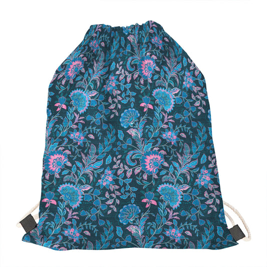 Bohemian Denim Jeans Pattern Print Drawstring Bag