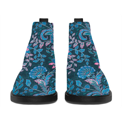 Bohemian Denim Jeans Pattern Print Flat Ankle Boots