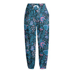 Bohemian Denim Jeans Pattern Print Fleece Lined Knit Pants
