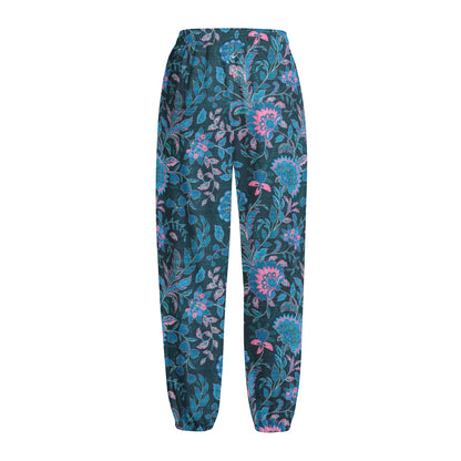 Bohemian Denim Jeans Pattern Print Fleece Lined Knit Pants