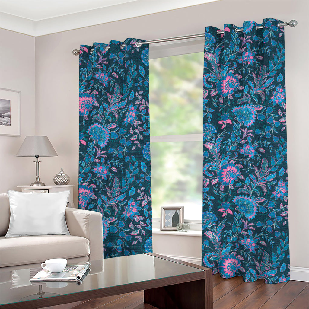 Bohemian Denim Jeans Pattern Print Grommet Curtains