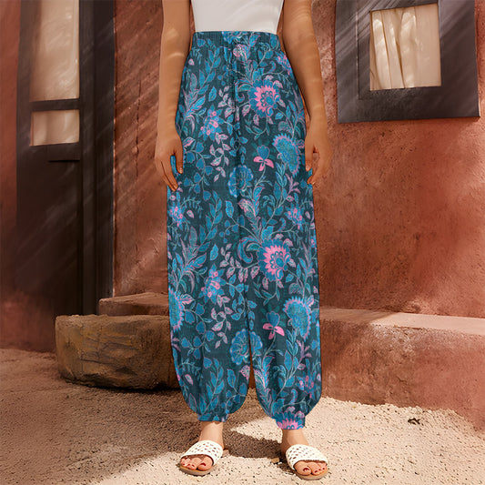 Bohemian Denim Jeans Pattern Print Harem Pants