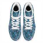 Bohemian Denim Jeans Pattern Print High Top Leather Sneakers