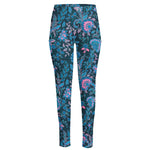 Bohemian Denim Jeans Pattern Print High-Waisted Pocket Leggings