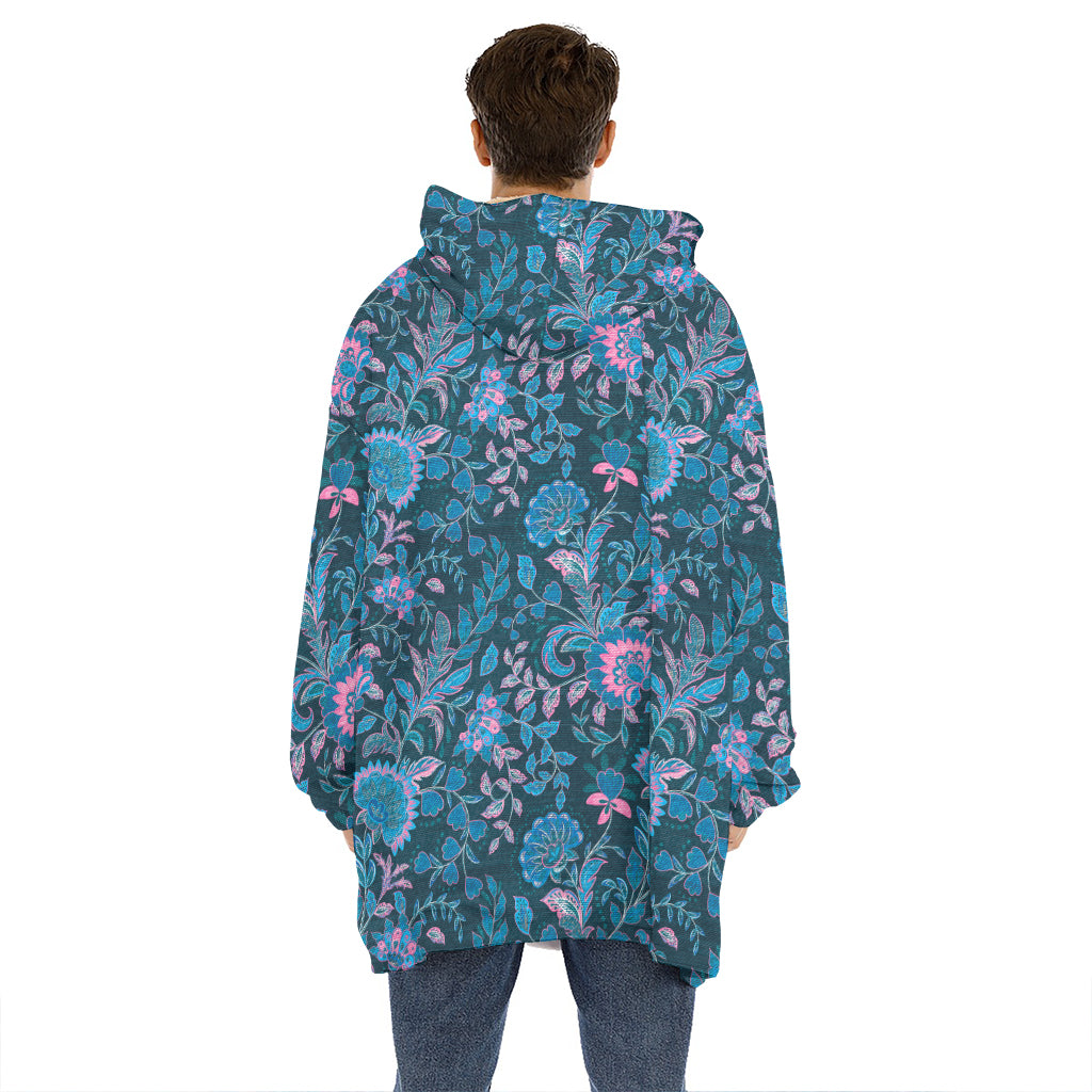 Bohemian Denim Jeans Pattern Print Hoodie Blanket