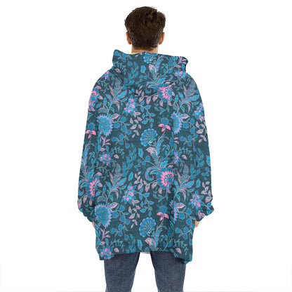Bohemian Denim Jeans Pattern Print Hoodie Blanket
