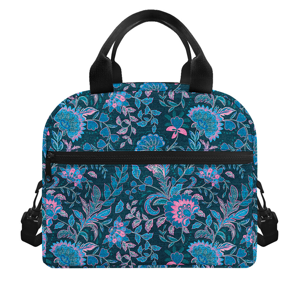 Bohemian Denim Jeans Pattern Print Insulated Lunch Bag