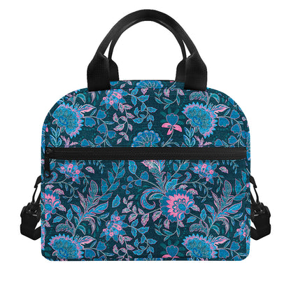 Bohemian Denim Jeans Pattern Print Insulated Lunch Bag
