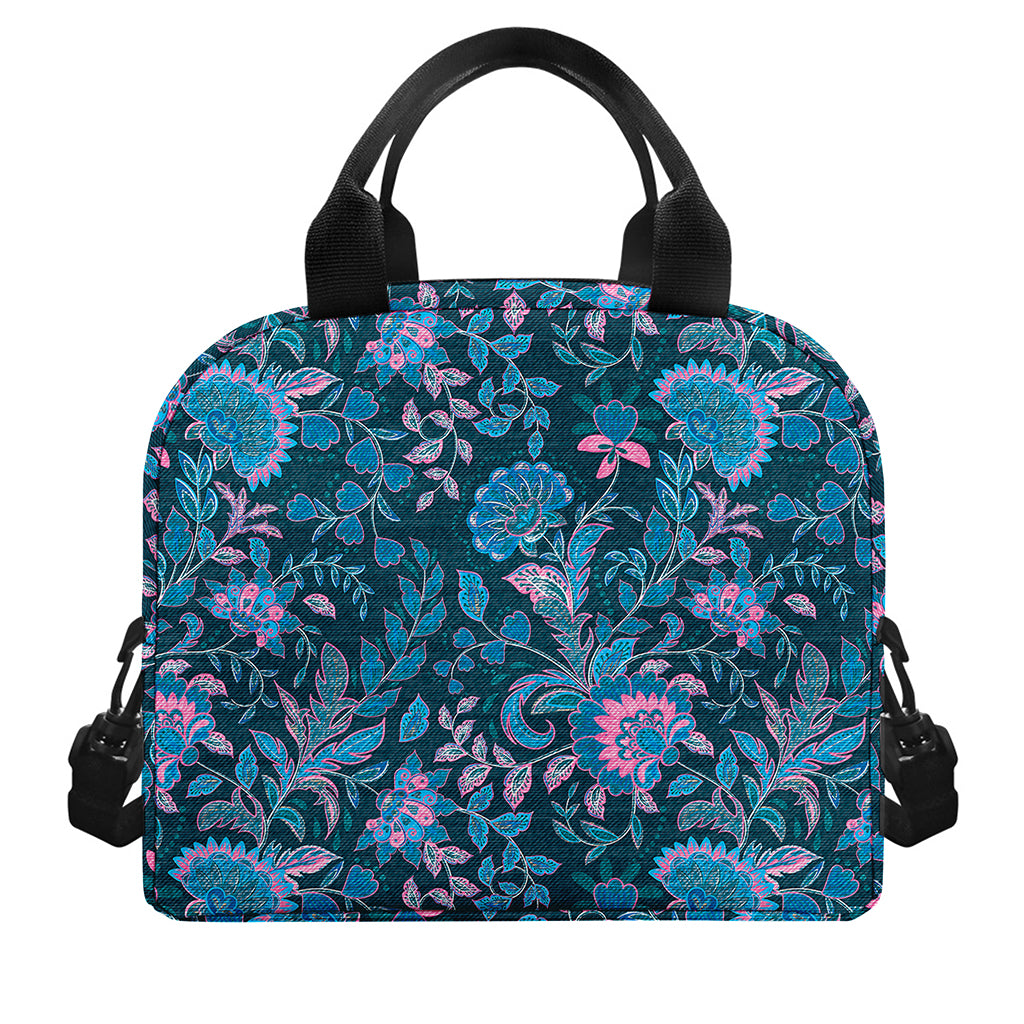 Bohemian Denim Jeans Pattern Print Insulated Lunch Bag