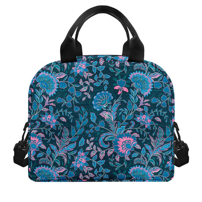 Bohemian Denim Jeans Pattern Print Insulated Lunch Bag